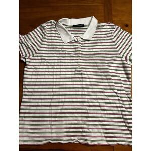 WOMENS TOMMY HILFIGER GREEN/PINK STRIPED POLO SHIRT SIZE XXL